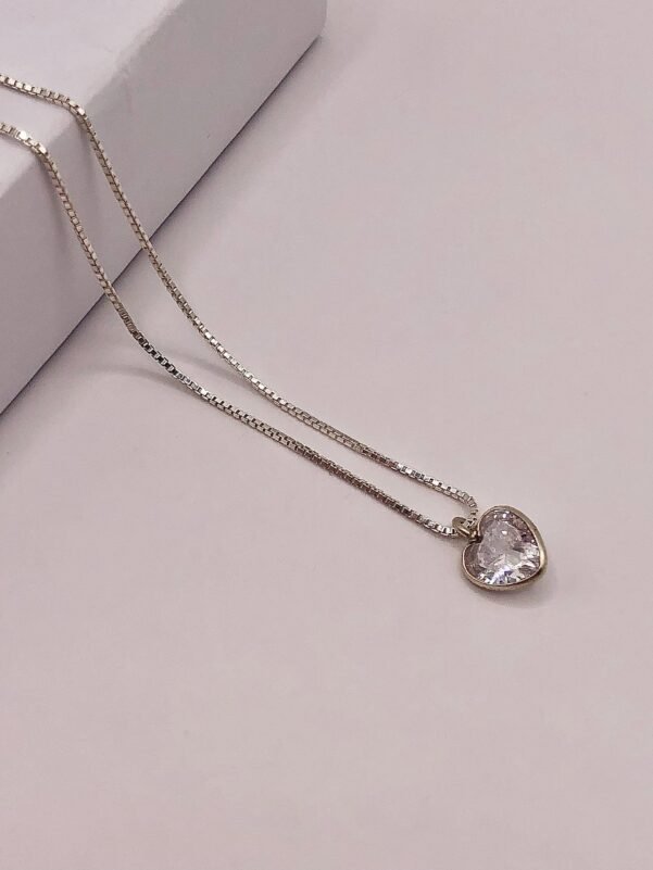 CHOKER PONTO DE LUZ CORAÇÃO PRATA 925